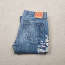 Vintage Replay Damen Jeans Hose W31 L32 Denim Blau Bootcut Blumen Muster Y2K