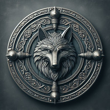 Nordisches Wikinger Wolf Schild auf Poster / Leinwand - Für Walhalla