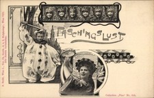 Ak Faschingslust, Kind im Kostüm, Frau mit Tamburin - 11271907