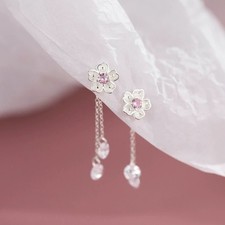 Blumen Ohrringe mit Kette und