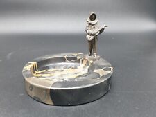 Antik Art Deco Schale / Aschenbecher Granit mit Pierrot Bronze Figur um 1930