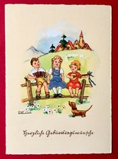 Künstler AK von Liesel Lauterborn Kinder mit DACKEL Geburtstag      ( 100528