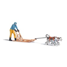 Busch 7817 Hundeschlitten mit Fahrer und zwei Huskies H0 + Neu