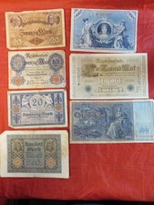 7 alte Geldscheine,Deutschland/Reichsbanknoten,