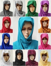 Kopf Tuch Chiffon Schal seidig elegant einfarbig groß Schal Stola Hijab 26Farben
