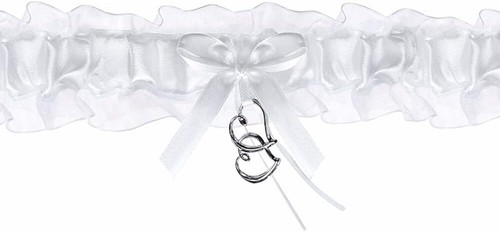 Strumpfband weiß mit - , 2