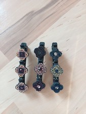3x Haarspange Blumen Glitzer Spange Haarschmuck Blau Rosa Schwarz