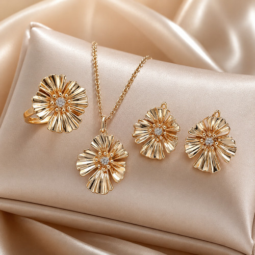 Schmuckset blume zirkon - schmuckset,