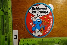 Alter Aufkleber Mode Wäsche SCHIESSER Comic Schlümpfe Schlumpf ist Trumpf