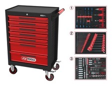 KS Tools ECOline SCHWARZ/ROT Werkstattwagen mit 7 Schubladen und 215 Premium...