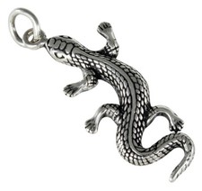 Echsen Anhänger Silber 925 Gecko Salamander Eidechse Kettenanhänger b250