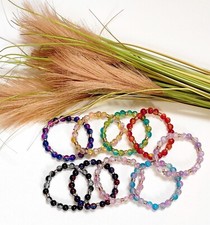 16-17cm Farbiges Crackle Glasperlen Armband Ø8 mm Perlenarmband Boho 