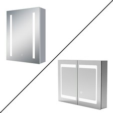 LED Spiegelschrank 50x70 60x80 80x60 mit Beleuchtung Steckdose Beschlagfrei Alu.
