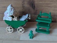 Vintage 80er Sylvanian Families Kinderwagen & Hochstuhl Konvolut - Grün 