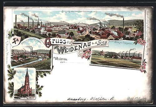 Lithographie weidenau d - weidenau,