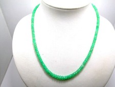 CHRYSOPRAS FACETTIERTE KNOPF KETTE  925 SILBER KARABINER 45 CM TOP T884