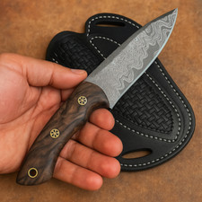 Jagdmesser Taschenmesser Rosenholz  EDC Messer Damaststahl Klinge Handgefertigt