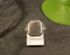 900 Silber Ring Siegelring Blank Für Gravur Jugendstil Art Deco Antik Schwünge