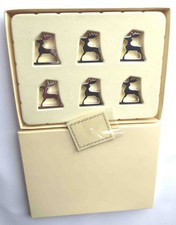 6 Hirsche Klein versilbert 80er TCM Tischkartenhalter 3,8cm hoch