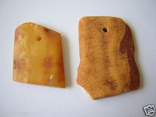 2 x Natur Bernstein Anhänger gelocht Butterscotch 3,8 g + 2,3 g Genuine Amber