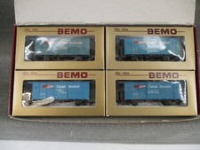 Bemo H0m 7455 100 Güterwagen-Set 4-teilig gedeckte Wagen RhB Cargo Domozil OVP