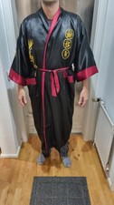 Herren Morgenmantel Seide Asiatisch Schwarz XL bis XXL
