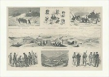 Das Ende des Karlisten-Krieges Soldaten Lager Zelte Spanien Holzstich C 1404