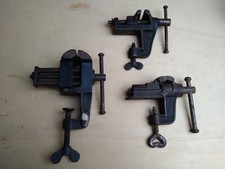 3 × Schraubstock alt klein Werkzeug Deko Werkstatt 