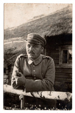 WW1 Soldatenfoto 1915–1918 – Deutscher Soldat mit Pfeife, Uniform, Feldpost 1.WK