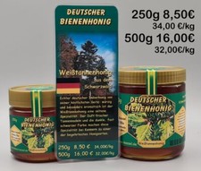 Deutscher Weißtannenhonig im Glas 500/250g Naturprodukt Imkerei Kessel