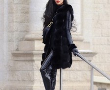 NEU Fuchs Pelz Weste Schwarz