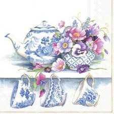 20 Servietten Fine Bone China Porzellangeschirr Blumen Kaffee Natur 33x33cm