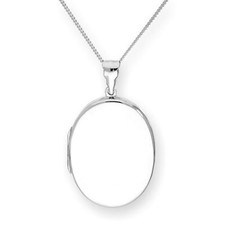 Groß Sterlingsilber Oval Gravierbar Medaillon an Kette 40,6 - 55,8 cm (16 - 24 I