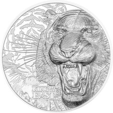 Silber King of the East - Tiger 3 oz PP - Ultra High Relief Münze Wertanlage CIT