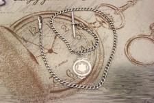 Antike Taschenuhr Kette Silber albert pocket watch chain silver WINNERS 1936