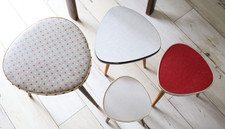 4 x Omas alten Blumenhocker Blumenbank  Nierentisch Blumentisch 50er MidCentury