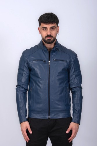 Herren lederjacke blau - herren,