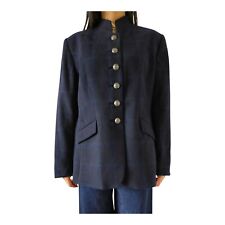 Admont Handmade Trachtenblazer Damen M-L Schurwolle Blau Kariert Tailliert