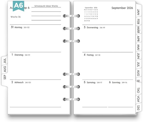 Nachfüllbarer ringbuch - a6,