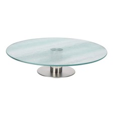 Kuchenplatte Tortenplatte Tortenständer Servierplatte drehbar Glas Ø30xH7cm 