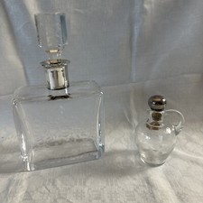 Karaffe mit Silbermontierung Silberrrand Kristallglas 800 Silber