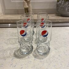 6 x Pepsi Cola Glas Gläser Longdrinkglas Logo Blau Rot Schwingform 0,2l - TOP