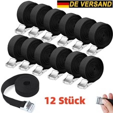 12 Stück Spanngurt Spanngurte Zurrgurte Befestigungsriemen mit Klemmschloss 2.5m