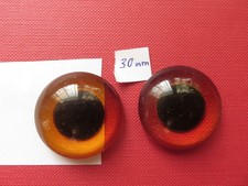 Puppenaugen, Tieraugen, Glas, transparent hell honiggelb , runde Pupille 30mm,