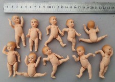 3 Stück Vintage realistische Mini Baby Puppen 8cm bewegliche Arme und Beine
