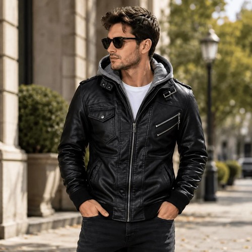 Herren lederjacke schwarz - lederjacke,