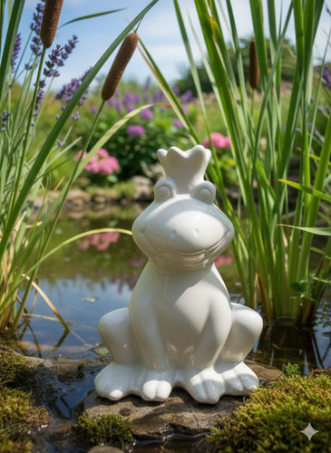Deko frosch weiß aus - frosch,