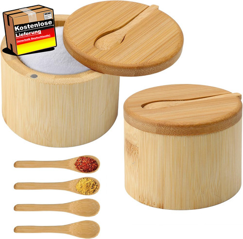 Bambus salzbehälter set - bambus, mit