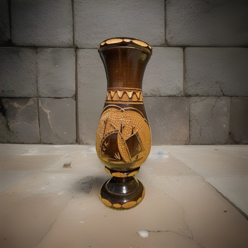 Vintage holzvase cm - 19,
