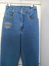 80er Jahre mega schöne Jeans strechig Vintage Gr. 38 40 Glitzer Stickerei